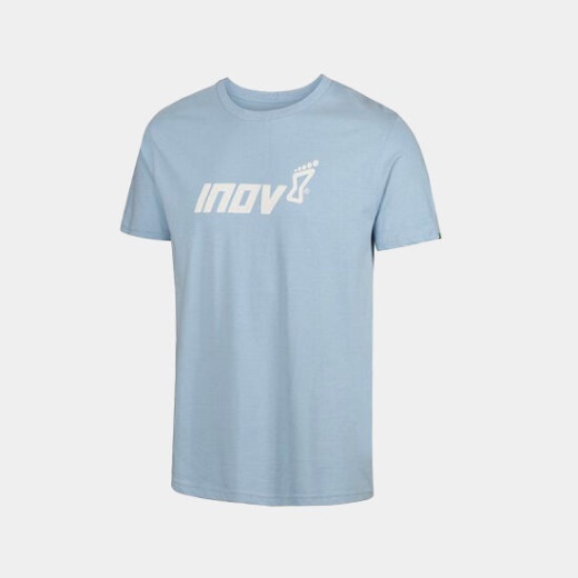 Vaaleansininen Luomupuuvillainen T-paita ''inov-8'' Miesten