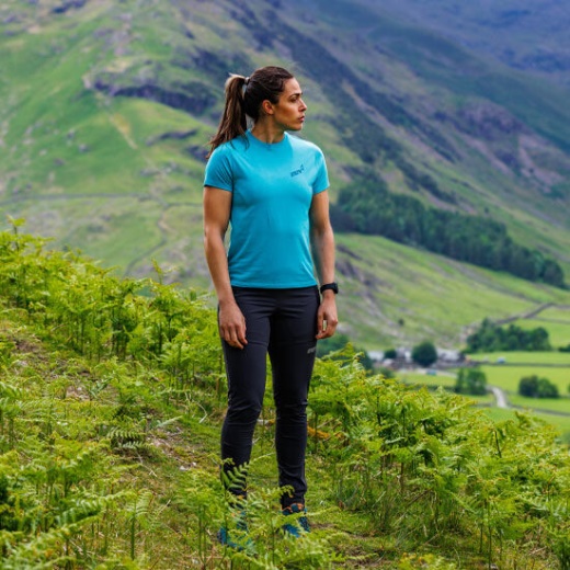 Graafinen T-paita Ss ''taottu'' Naisten Inov-8 Sinivihreä